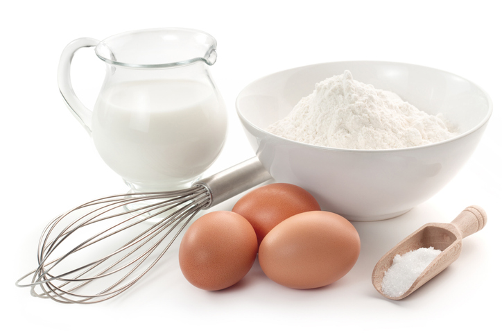 eggs, flour and milk