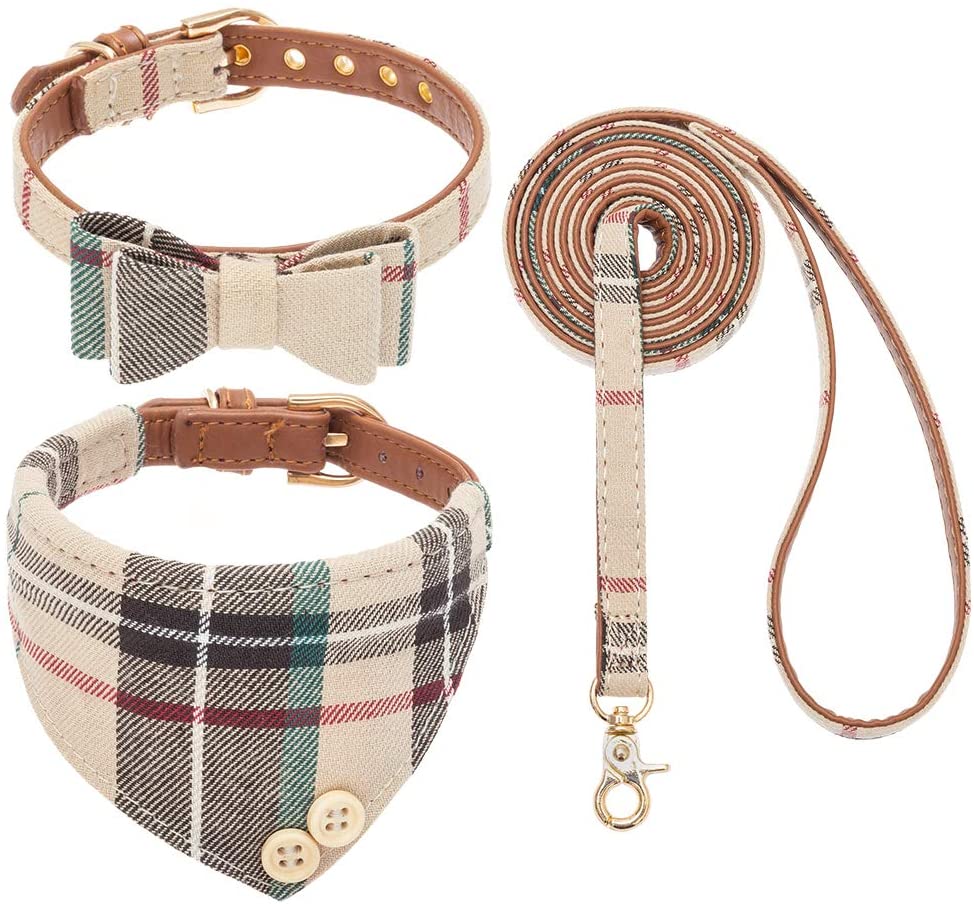 plaid leash and collar